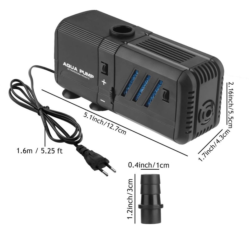 NO.17 Submersible Aquarium Internal Filter 6W, Adjustable Fish Tank Filter with 132 GPH Water Pump for 1-10 Gallon Fish Tank - Image 2